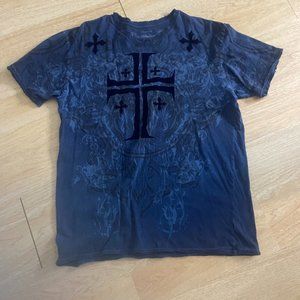 Affliction blue cross shirt men